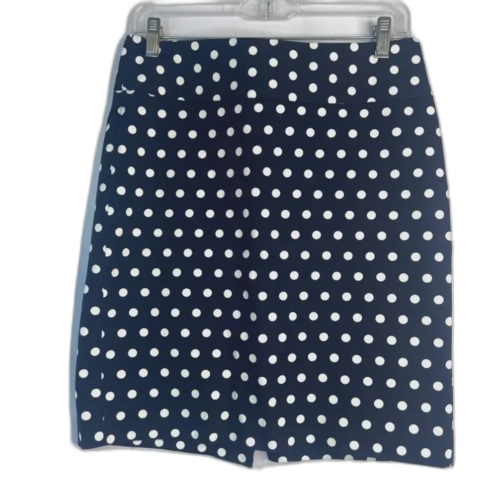 Banana Republic Navy‎ White Polka Dot Pencil Skirt Cotton Size SM/4